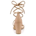 thumbnail image 6 of BLISSFUL STEP Women's Shoes Clear Strap Lace Up Open Toe Chunky Heel Dress Sandals Nude 8.5, 6 of 7