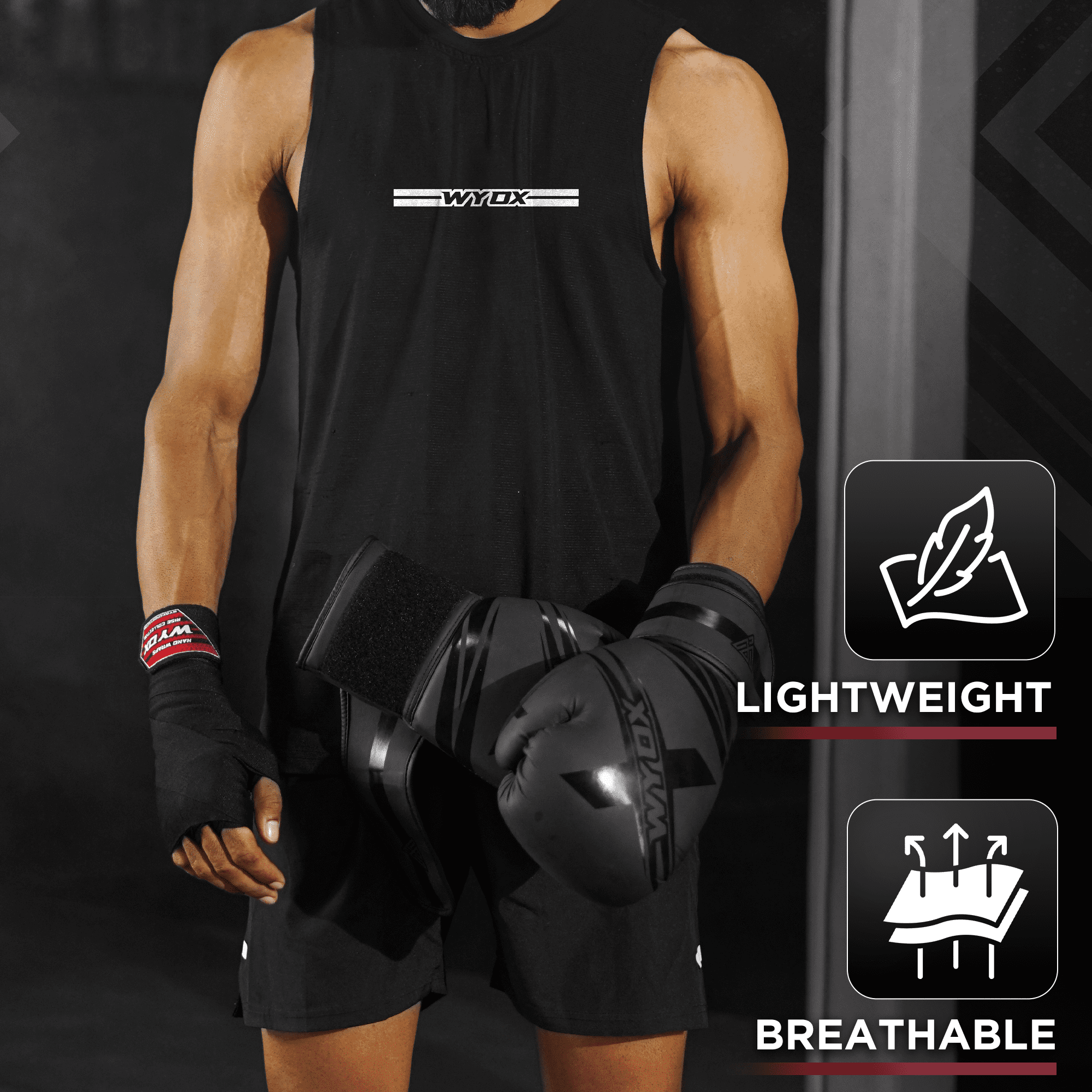 WYOX Boxing Gloves 10oz Adult Black – Men & Women | Workout, Punching, Pro Training, MMA, Kickboxing, Muay Thai, Heavy Bag