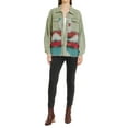thumbnail image 2 of MODA NOVA Juniors Denim Jacket Lapel Long Sleeve Vintage Shacket Casual Wear M Green, 2 of 6