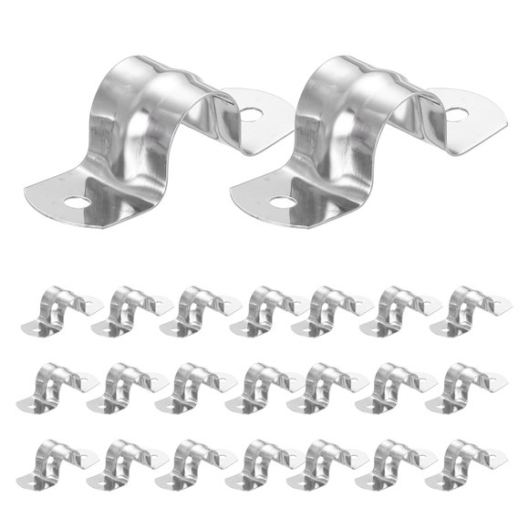 Uxcell 52pcs Conduit Clamp 5/8 Inch, 1 Hole Stainless Steel Pipe Strap, U Bracket Single Band Rigid Metal Conduit Hanger for Pipe Fixing, Tube Wire Installation