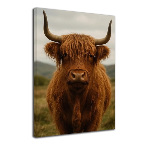 Highland Cow Poster Wall Art Decor Cute Cow Animal Canvas Prints for Living Home Room Wall Decoration - 8x12 inches Framed