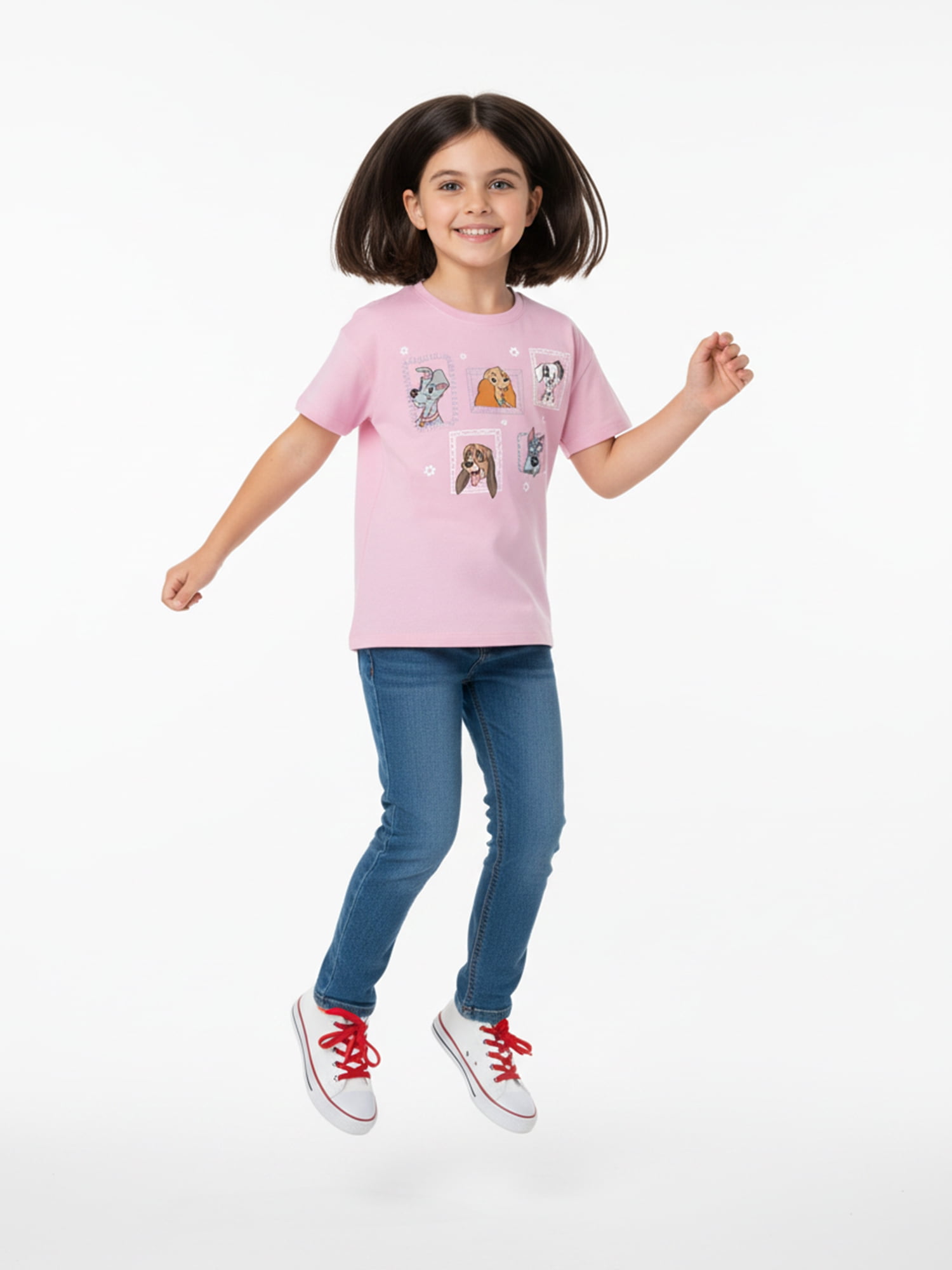 Disney Dogs Stay Pawsome Girls Short Sleeve Graphic T-Shirt, Sizes 4-16