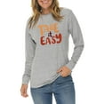 thumbnail image 3 of Oversized Take It Easy Graphic Long Sleeve Crewneck Tee - Heather Grey 3XL, 3 of 4