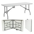 thumbnail image 2 of CozyBox 6ft Plastic Folding Table Centerfold Picnic Table, Bi-Fold White Plastic Table for Tailgating Camping and Outdoor (4ft,6ft,8ft), 2 of 3