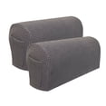 thumbnail image 2 of Yogsey Tela Elástica de 2 Piezas, Reposabrazos de Poliéster con Textura de Cuadros Slipcovers, Gris, 2 of 7