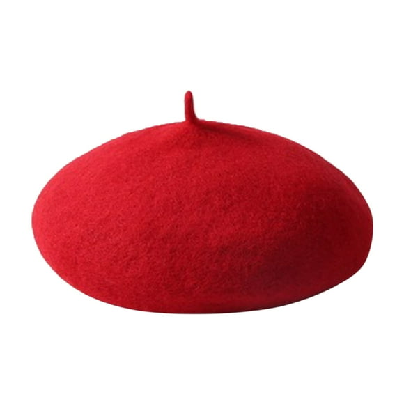 Béret Vintage Automne et Hiver pour Enfants Couleur Unie Chaud Chapeau Citrouille en Peluche Laine