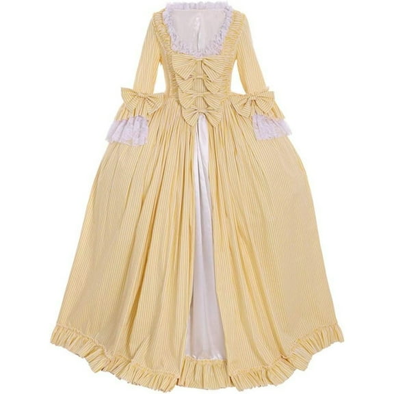 Women's Queen Marie Antoinette Rococo Ball Gown Victorian Dress Yellow