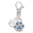 thumbnail image 2 of Delight Jewelry Silvertone Mini Paw with Blue Crystals - Silvertone Clip on Charm with Clear Crystal Drop, 2 of 4