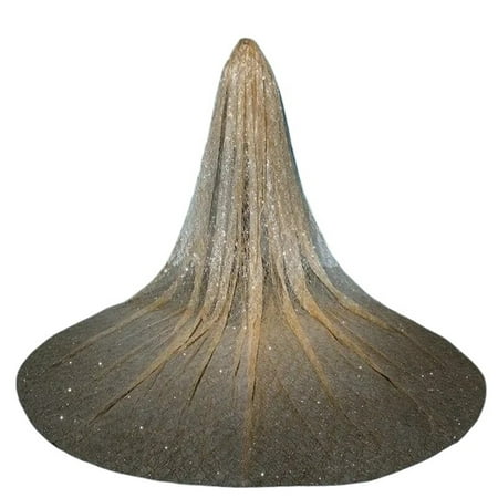 Women s Long Tail Gold Sparkling Bridal Veil Newly Wed Dress Gown Large Church Headpiece