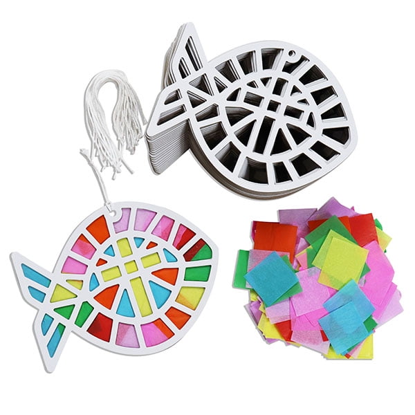 24 Pack DIY Suncatcher Tissue Paper Crafts Fish