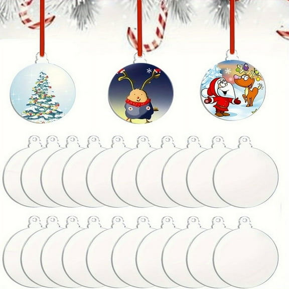 30PCS Clear Blank Acrylic Christmas Ornaments Unfinished Round Acrylic Christmas Ornaments for DIY Craft