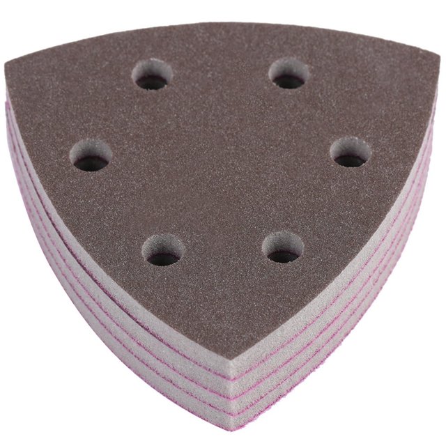 HLONK 4pcs 6 Holes Triangle Sponge Sandpaper Sheets Disc Sanding Paper Polishing Tools (300-400#)