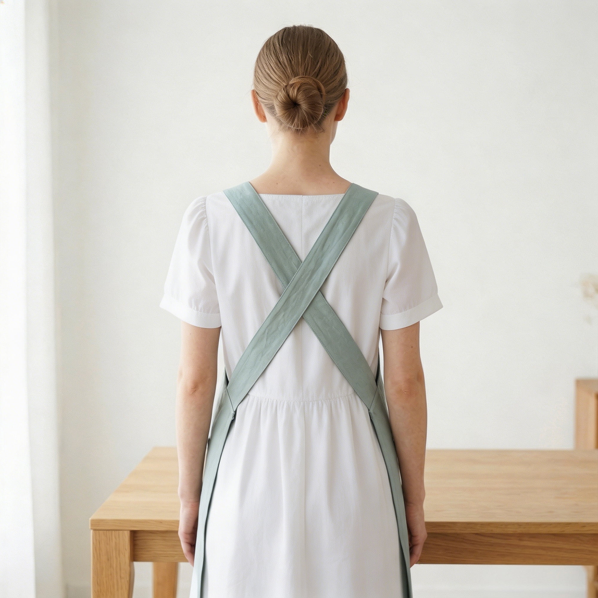 Unique Bargains Women with Pockets Kitchen Cotton Cooking Apron 31.4x41.3in Light Blue