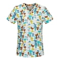 thumbnail image 3 of Uniforme de enfermera Strade Fareast Limited Top exfoliante cuello en V Patrón de gato s, 3 of 8