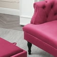 thumbnail image 3 of Velvet Accent Chair with Ottoman, Mid-century Velvet Accent Chair and Storage Ottoman with Tray Set, Wooden Legs Comfy Reading Chair for Bedroom Living Room, 250lbs Weight Capacity, Burgundy, 3 of 5