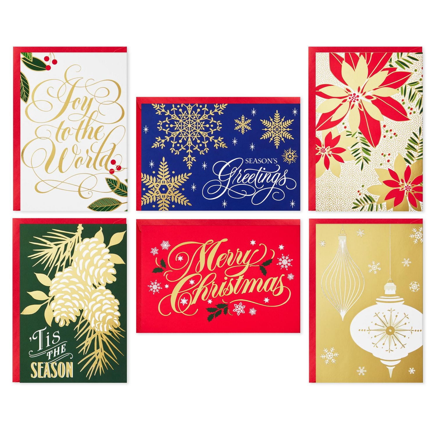 Hallmark Boxed Christmas Cards Assortment, Gold Foil Classic (6 Designs