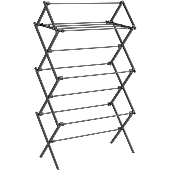 Foldable Clothes Drying Rack, Laundry Drying Rack, Clothes Airer, Steel Frame, 14.6 x 29.5 x 53.2 Inches Black
