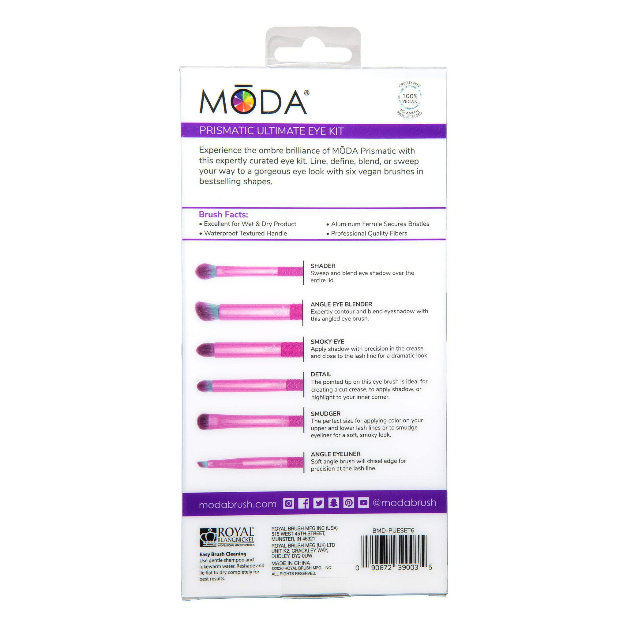 Moda Brush Prismatic Ultimate Eye 6pc Makeup Brush Set