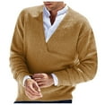thumbnail image 3 of MIASHUI Men's Fall Winter Pullover V-Neck Solid Color Cardigan Knit Shirt Jacket Long Sleeve Comfort Khaki,XXL, 3 of 5