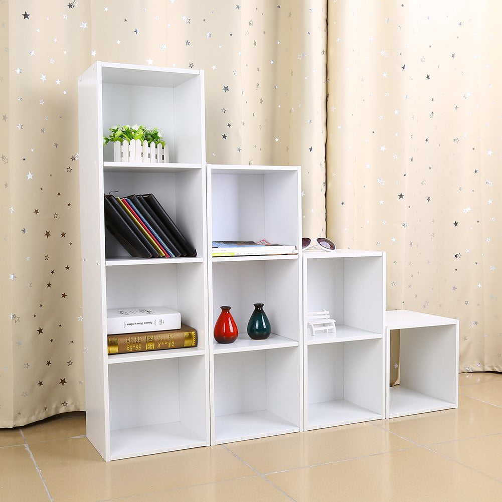 Modern Display Cabinet Compact White Wooden Bookcase Cube Shelves Storage Unit 