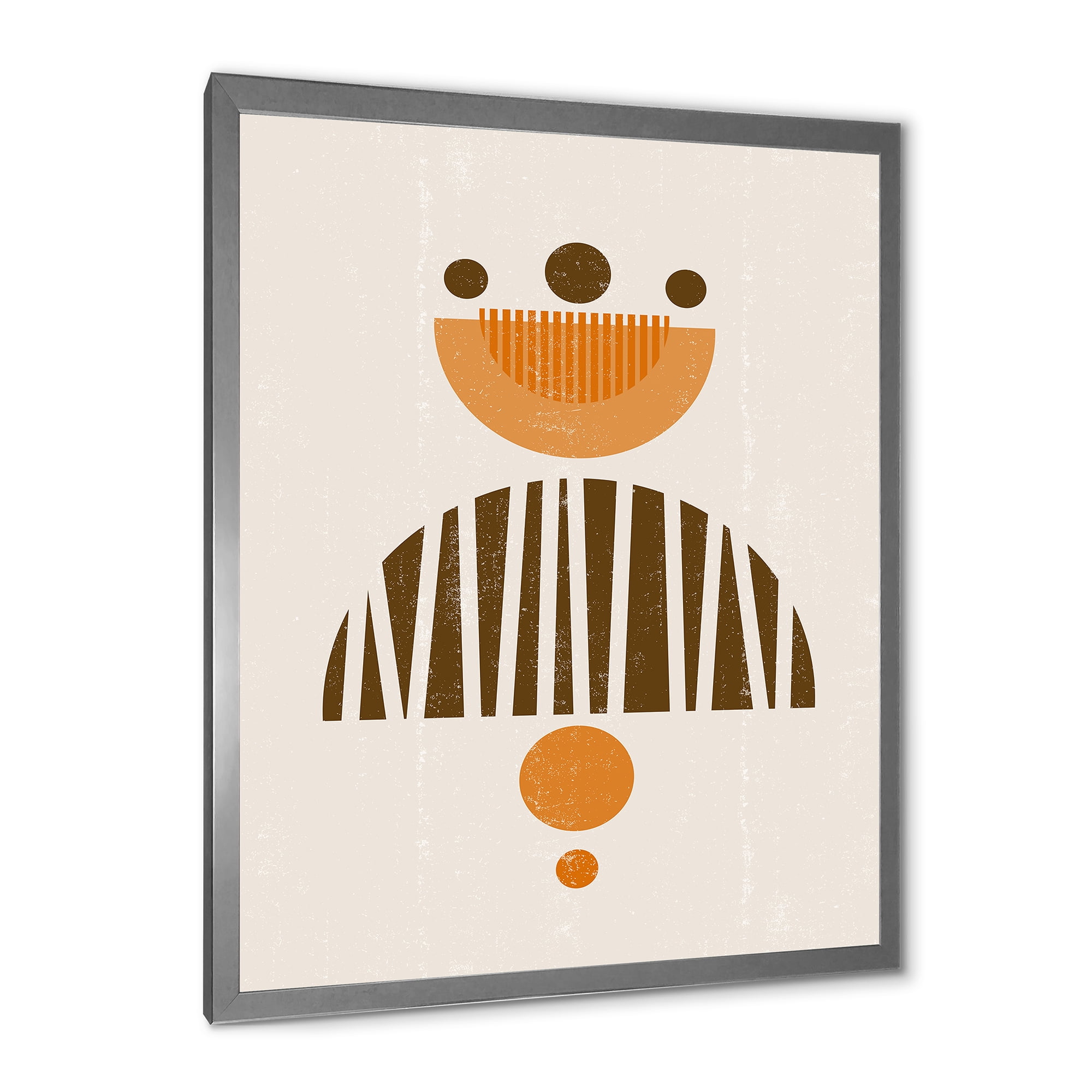 Designart 'Abstract Minimal Moon and Sun In Earth Tones IV' Modern Framed Art Print