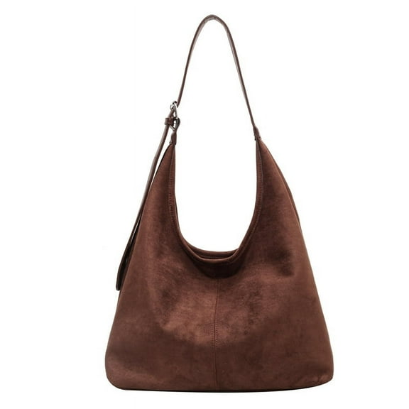 Zhuge Women's Large Capacity Suede Shoulder Bag - Coffee Color, High-Quality Surfaced Handbag