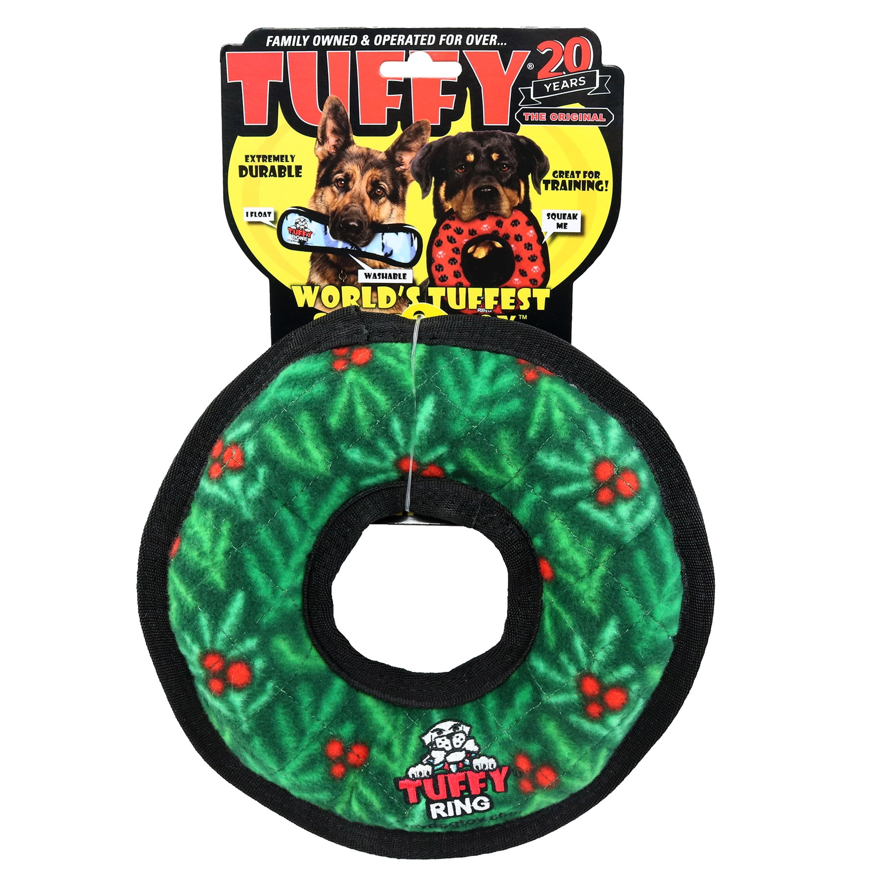 Tuffy Medium Ring Wreath, Durable Plush Squeaky Dog Toy