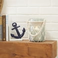 thumbnail image 2 of DecMode Teal Glass Decorative Candle Lantern with Rope Handle, 2 of 9