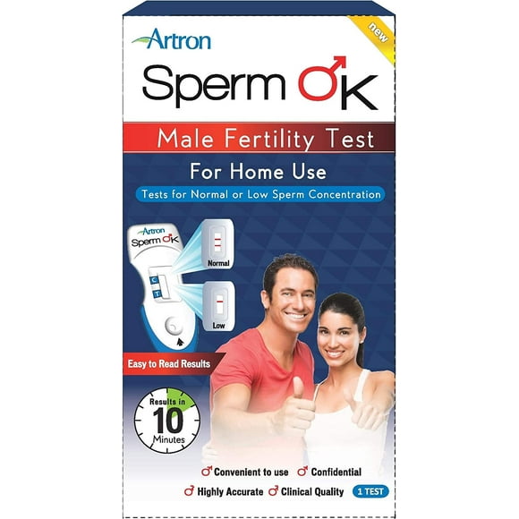 SpermOK Test de Fertilité Masculin Canadien pour une Utilisation à Domicile, Dispositif de Contrôle de Sperme Facile, Indique un Nombre de Spermatozoïdes Normal Ou Faible, une Analyse de Sperme Pratique, Précise et Privée pour les Hommes