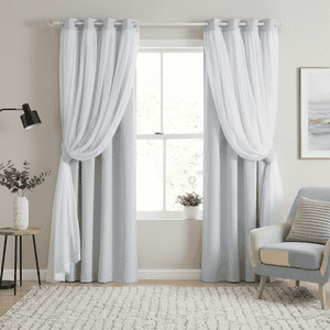 NICETOWN Double Layer Blackout Grommet Curtains, 52x84, White