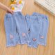 thumbnail image 2 of 7/10 Pants LengthSpring Autumn Children Jeans  Girls Cotton Print Splice Stretch Denim Pants Korean Teenage  Kids Clothing, 2 of 6