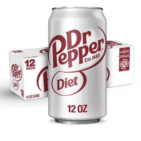 Diet Dr Pepper Soda Pop, 12 fl oz, 12 Pack Cans