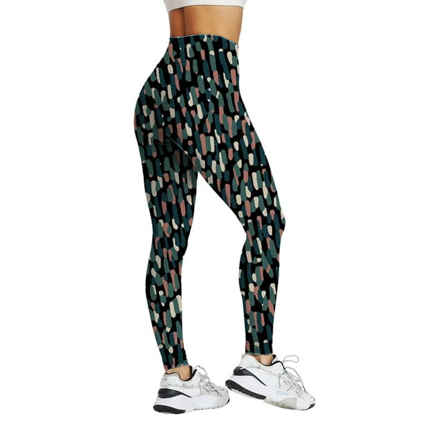 Gibobby Pantalones de mezclilla Imprimir Pantalones de yoga de cintura alta para mujer Leggings Medias Compresión Yoga Running Fitness Leggings de cintura alta(Bronce, XL)
