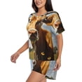 thumbnail image 2 of Haiem Daisy Flower Field Cow Pattern Pajama Set for Women 2 Piece Lounge Set Short Sleeve Tops and Shorts Soft Sleepwear-Small, 2 of 7