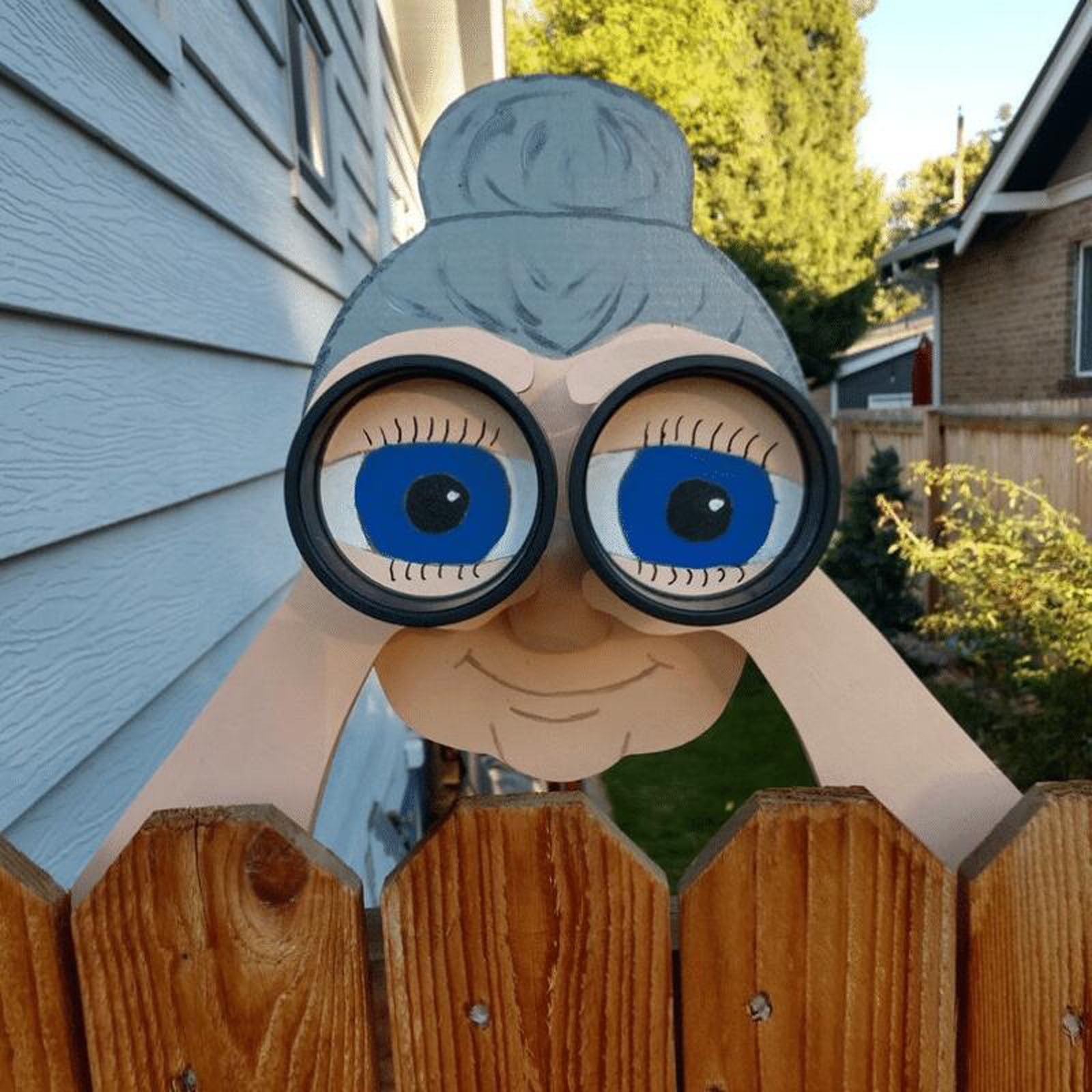 Baofu Binocular Spying Fence Peeker Yard Art, Garden Nosy Neighbor