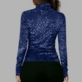 thumbnail image 5 of Roncen Womens Slim Fit Velvet Burnout Top Cowl Neck Long Sleeve See Through Shirt Blouses Tops, 5 of 8