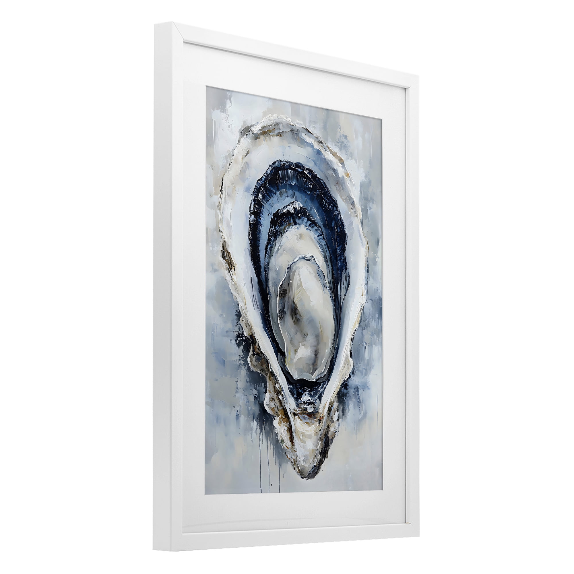 Stupell Industries Blue Oyster Shell Interior White Framed Print Under Glass, design by Creative Studio