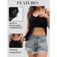 thumbnail image 4 of ATTRACO Women Camisole Solid Printed Built in Bra Tank Top Front Pleated Adjustable Straps Vest, 4 of 6