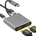 thumbnail image 3 of 4 in 1 Type C to Dual HDMI Adapter 100W PD Port, USB 3.0 High-Speed Transfer for USB Devices, and Charging Simultaneously, 3 of 4