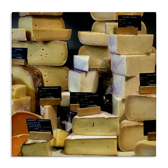 Stupell Industries Various Cheeses Still Life Food & Beverage Painting Wrapped Canvas Art Print Wall Art, 17 x 17