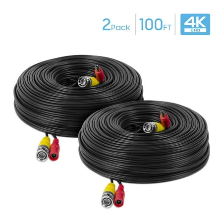 Amcrest 2-Pack 4K Security Camera Cable 100FT BNC Cable