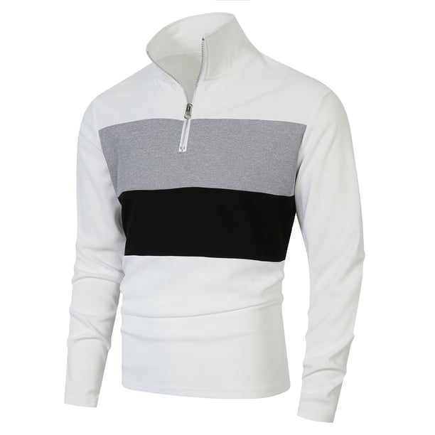 2025 Nuevo jersey de manga larga con cremallera para hombre: diseño moderno, bloques de color, material duradero