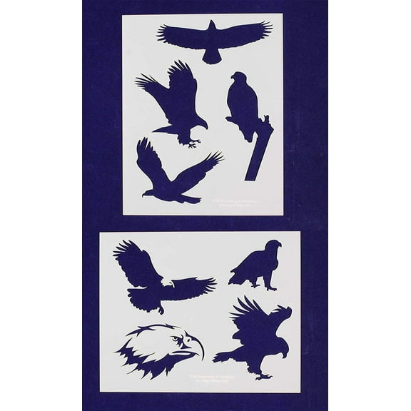 American Bald Eagle Stencils -2 pc set-Mylar 14mil - Painting /Crafts/ Templates