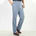 thumbnail image 2 of yillto Big and Tall Straight Leg Pants for Men Cotton Linen Elastic Waist Trousers Loose Casual Pocket Pants, 2 of 3