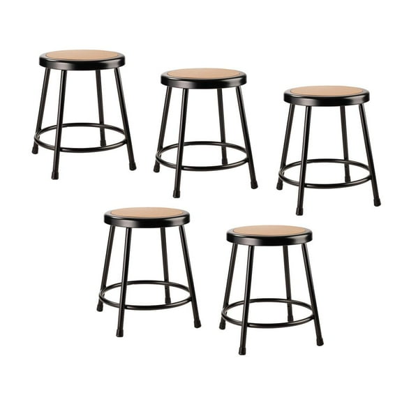 National Public Seating (5 Pack) NPS® 18"Heavy Duty Steel Stool, Black