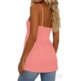 thumbnail image 5 of Camisole Tops For Women Casual Pink V Neck Solid Color Tank Sleeveless Tank Summer Tops For Women, 5 of 6