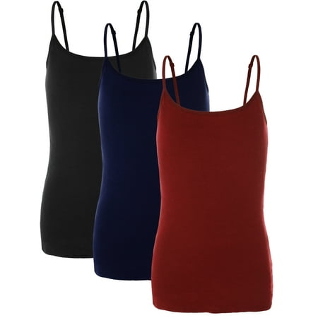 Emmalise PreTeen Training Bra Camisole Wireless Built in Fabric Support Cami (3Pk Blk  Navy  Red  Small  60-90 lbs)