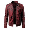 thumbnail image 1 of Chaqueta de cuero de PU con cremallera fresca para hombre Chaqueta de gran tamaño con solapa de motocicleta, 1 of 4