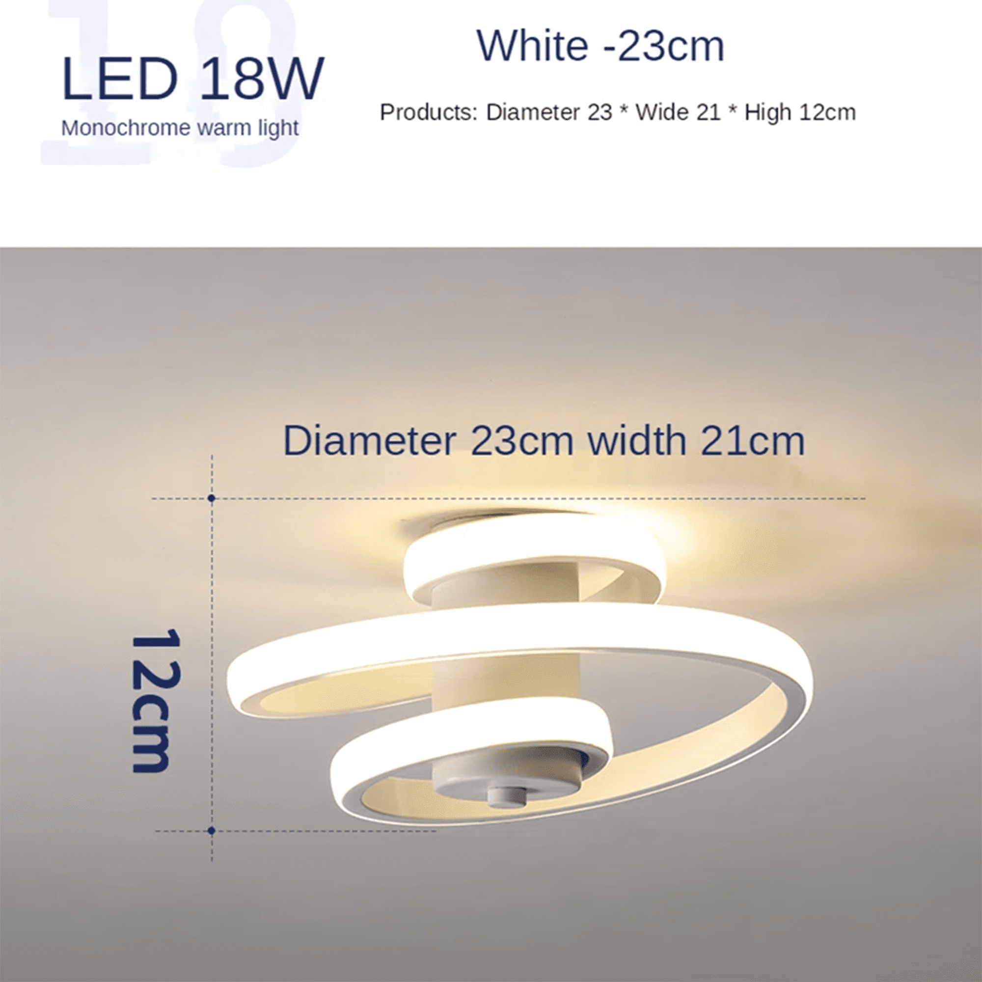ADISUN Modern Ceiling Light Spiral 3-Color Dimmable Flush Mount Lights with Remote Control Lighting Fixtures for Hallway Aisle, Black