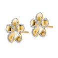 thumbnail image 4 of 14K Yellow and White Gold Flower Post Earrings, 4 of 5